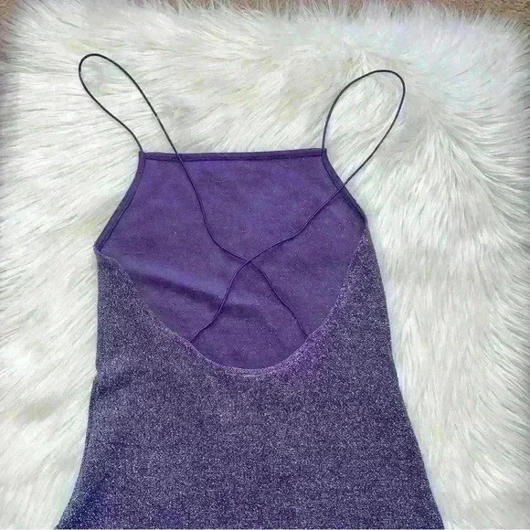 Divided Sparkly Purple Open Strappy Back Mini Dress Medium - Picture 3 of 5